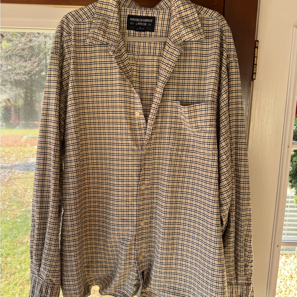 Abercrombie & Fitch Checkered Shirt in Blue and Cream